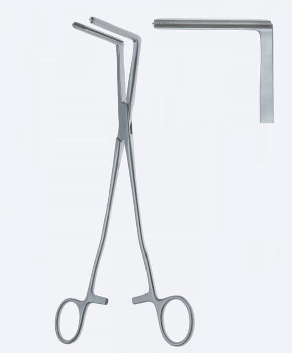 Зажими, хірургічні, вагинальні, довжина щелепи 55 мм, загальна довжина 300 мм, 12". Бренд - Asanus Medizintechnik Gmb, Німеччина